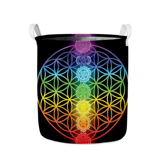 Seven Chakras Flower Of Life Print Collapsible Laundry Basket