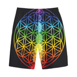 Seven Chakras Flower Of Life Print Cotton Shorts