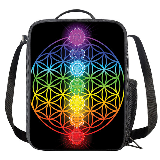 Seven Chakras Flower Of Life Print Crossbody Lunch Bag