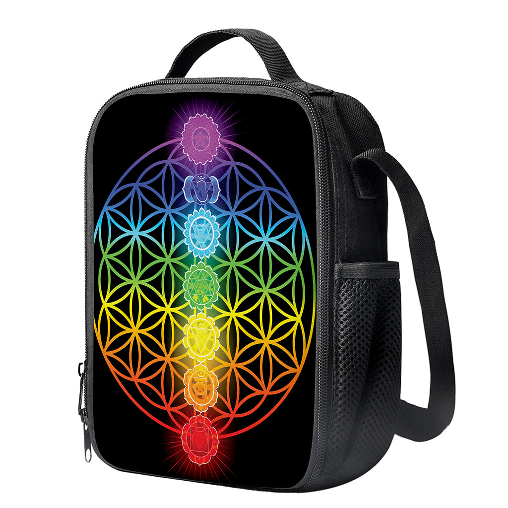Seven Chakras Flower Of Life Print Crossbody Lunch Bag