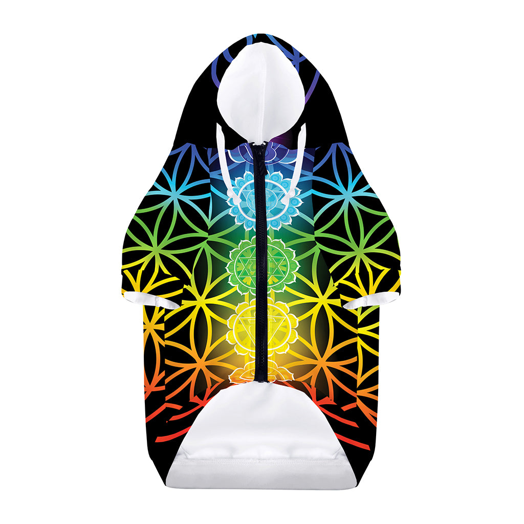 Seven Chakras Flower Of Life Print Dog Zip Up Hoodie