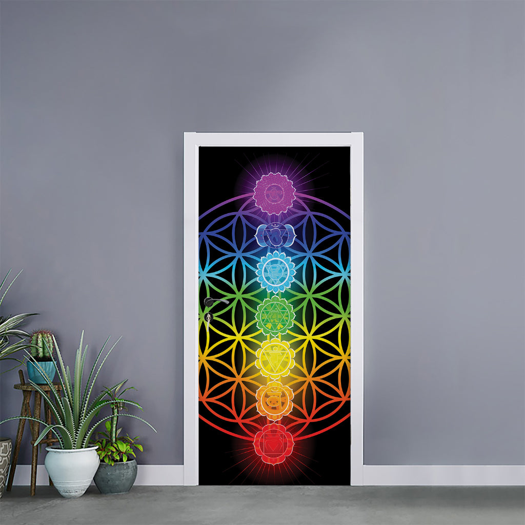Seven Chakras Flower Of Life Print Door Sticker