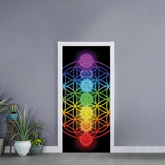 Seven Chakras Flower Of Life Print Door Sticker