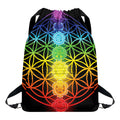 Seven Chakras Flower Of Life Print Drawstring Backpack