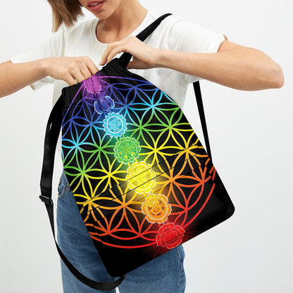 Seven Chakras Flower Of Life Print Drawstring Backpack