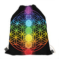 Seven Chakras Flower Of Life Print Drawstring Bag