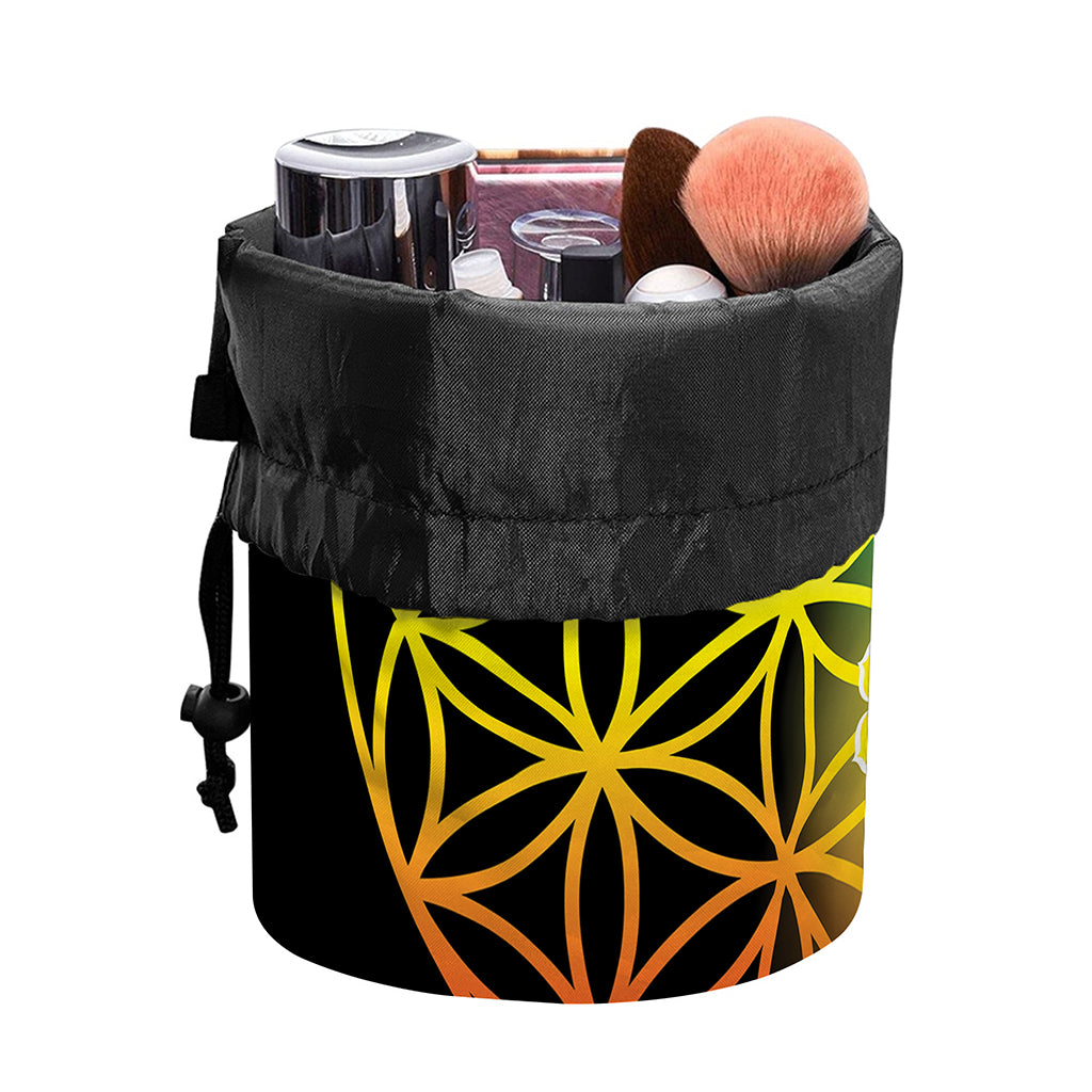 Seven Chakras Flower Of Life Print Drawstring Makeup Bag
