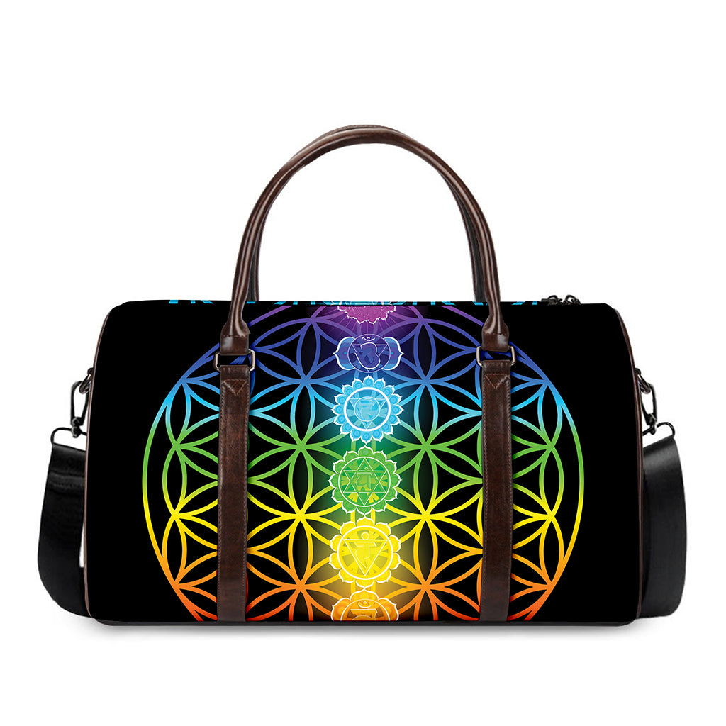 Seven Chakras Flower Of Life Print Duffle Bag