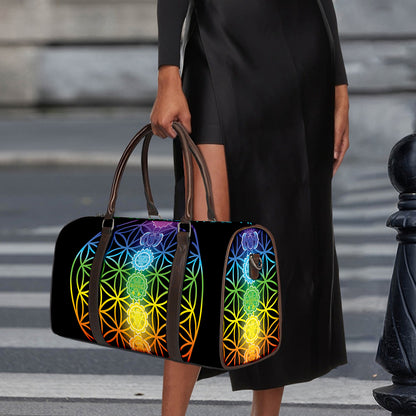 Seven Chakras Flower Of Life Print Duffle Bag
