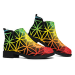 Seven Chakras Flower Of Life Print Flat Ankle Boots