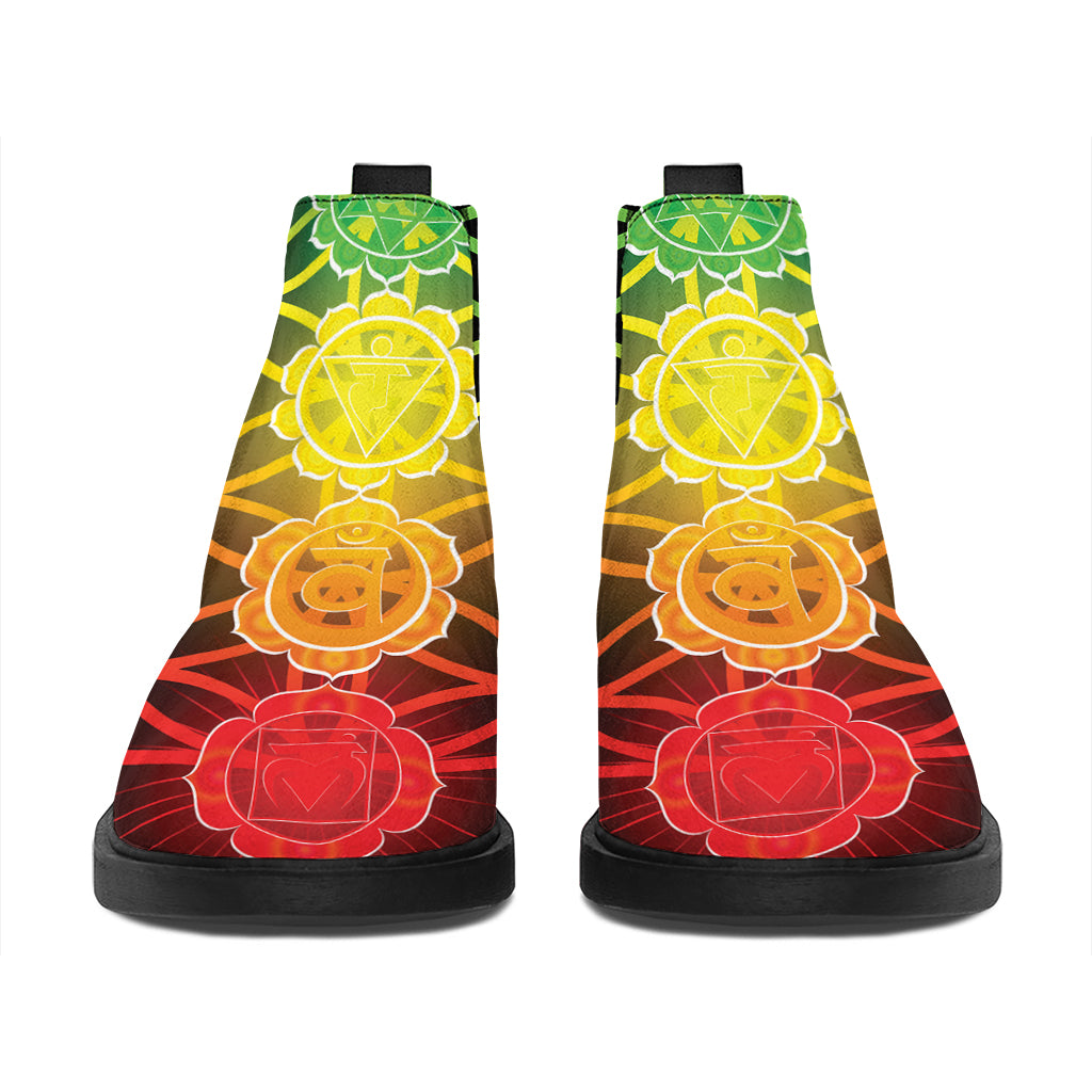 Seven Chakras Flower Of Life Print Flat Ankle Boots