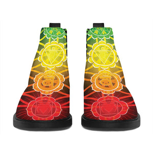 Seven Chakras Flower Of Life Print Flat Ankle Boots