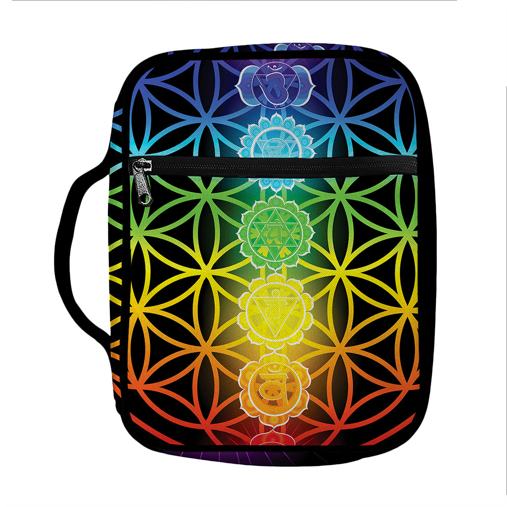 Seven Chakras Flower Of Life Print Front Pocket Bible Bag
