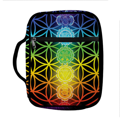 Seven Chakras Flower Of Life Print Front Pocket Bible Bag
