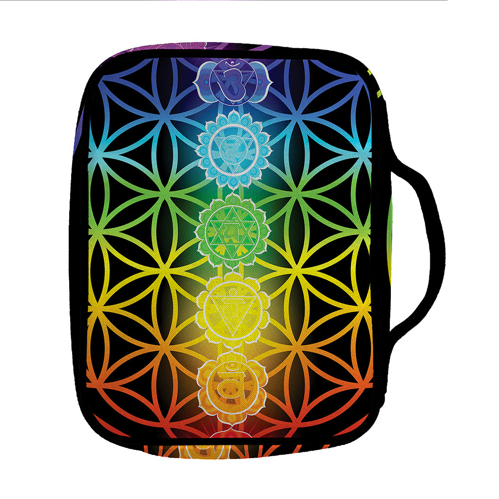 Seven Chakras Flower Of Life Print Front Pocket Bible Bag