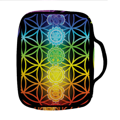 Seven Chakras Flower Of Life Print Front Pocket Bible Bag