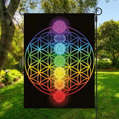 Seven Chakras Flower Of Life Print Garden Flag