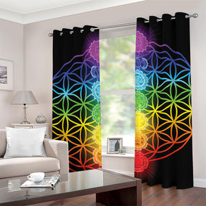 Seven Chakras Flower Of Life Print Grommet Curtains