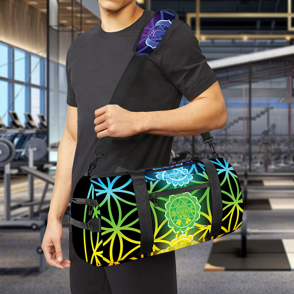 Seven Chakras Flower Of Life Print Gym Bag