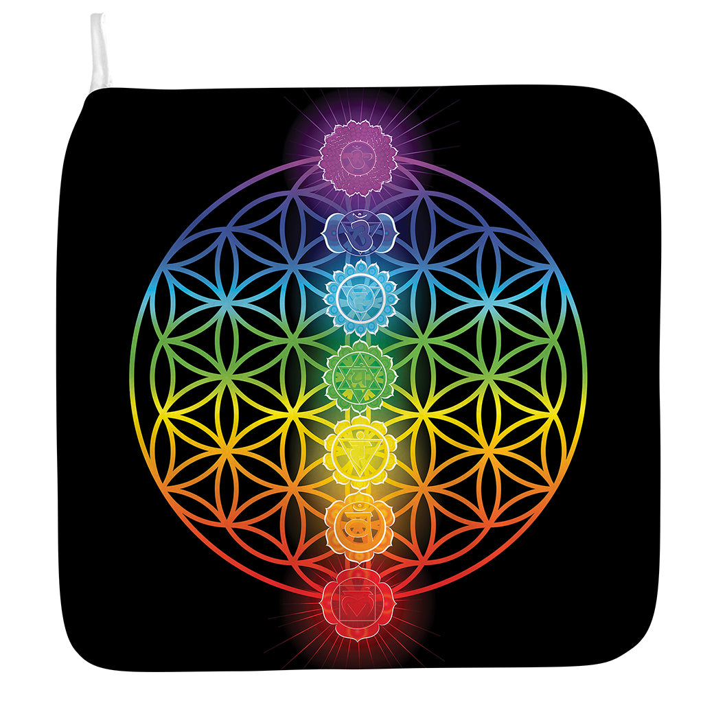 Seven Chakras Flower Of Life Print Hand Towel