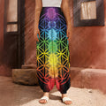 Seven Chakras Flower Of Life Print Harem Pants