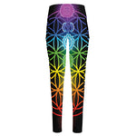 Seven Chakras Flower Of Life Print High-Waisted Pocket Leggings