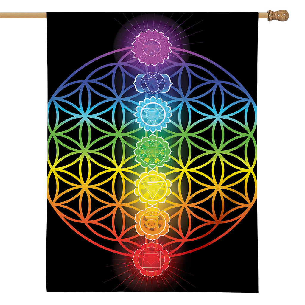 Seven Chakras Flower Of Life Print House Flag