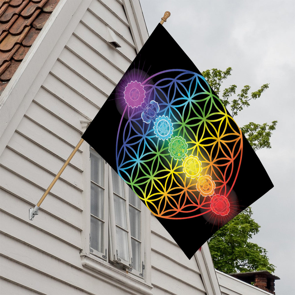 Seven Chakras Flower Of Life Print House Flag