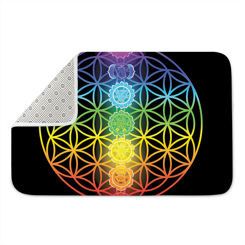 Seven Chakras Flower Of Life Print Indoor Door Mat