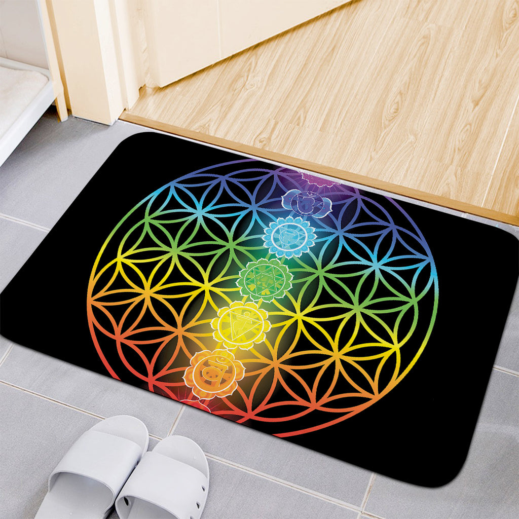 Seven Chakras Flower Of Life Print Indoor Door Mat
