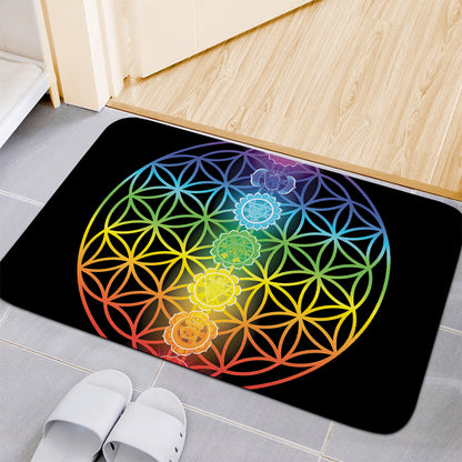 Seven Chakras Flower Of Life Print Indoor Door Mat