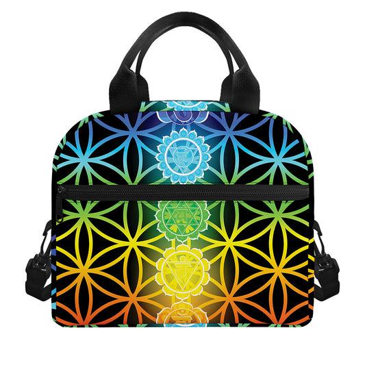 Seven Chakras Flower Of Life Print Insulated Lunch Bag