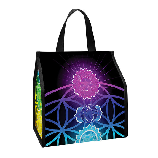 Seven Chakras Flower Of Life Print Insulated Lunch Tote