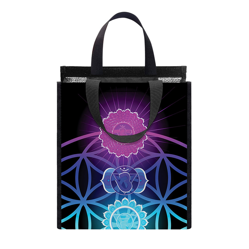 Seven Chakras Flower Of Life Print Insulated Lunch Tote