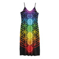Seven Chakras Flower Of Life Print Jersey Midi Cami Dress