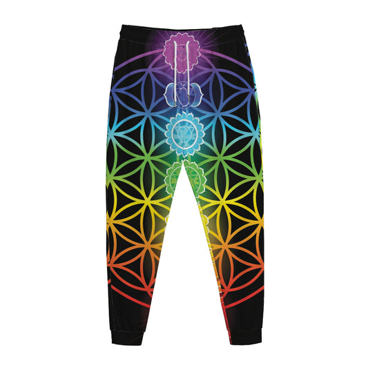 Seven Chakras Flower Of Life Print Jogger Pants