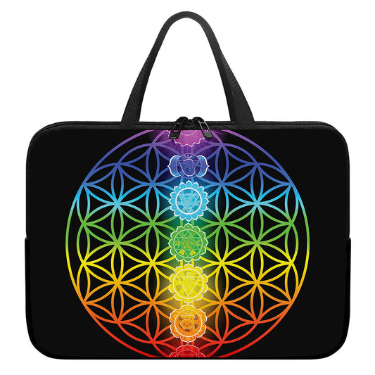 Seven Chakras Flower Of Life Print Laptop Sleeve With Handle