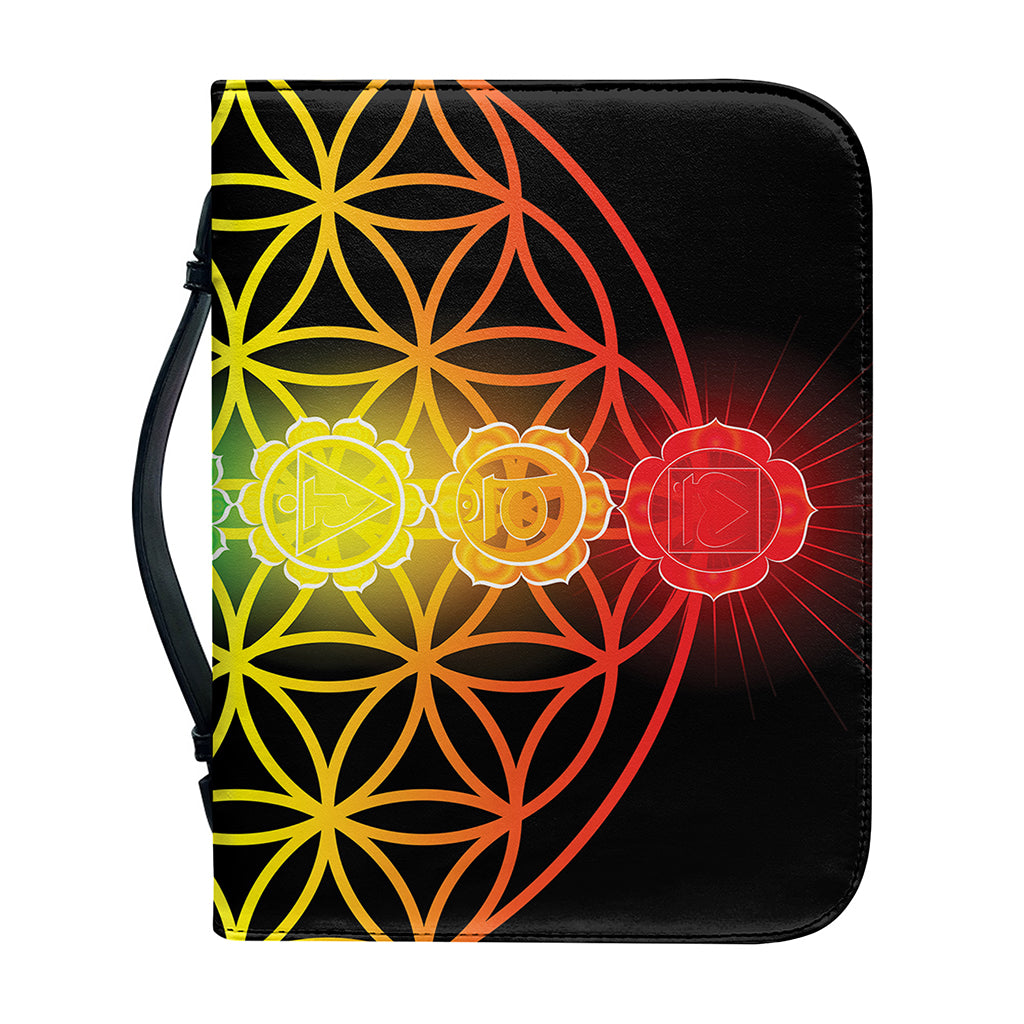 Seven Chakras Flower Of Life Print Leather Bible Cover