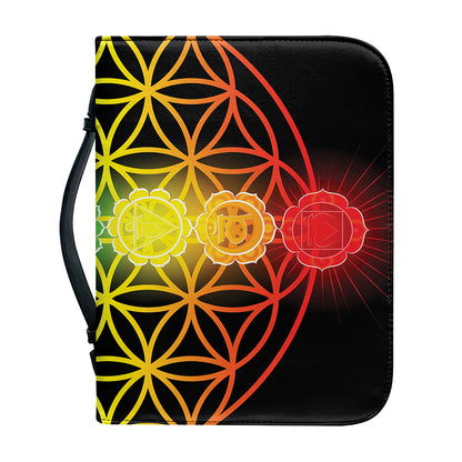 Seven Chakras Flower Of Life Print Leather Bible Cover