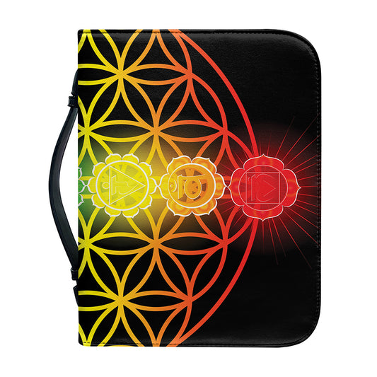 Seven Chakras Flower Of Life Print Leather Bible Cover