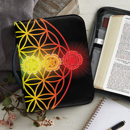 Seven Chakras Flower Of Life Print Leather Bible Cover