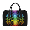 Seven Chakras Flower Of Life Print Leather Duffel Bag