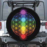 Seven Chakras Flower Of Life Print Leather Spare Tire Cover