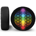 Seven Chakras Flower Of Life Print Leather Spare Tire Cover
