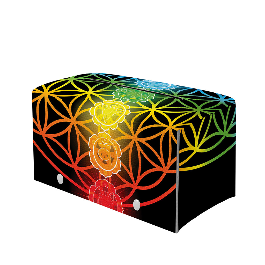 Seven Chakras Flower Of Life Print Leather Tissue Box Cover