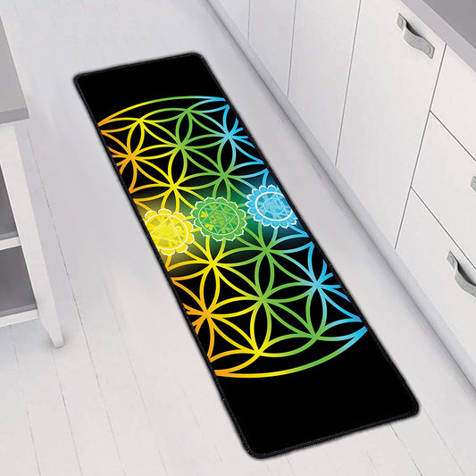 Seven Chakras Flower Of Life Print Long Kitchen Mat