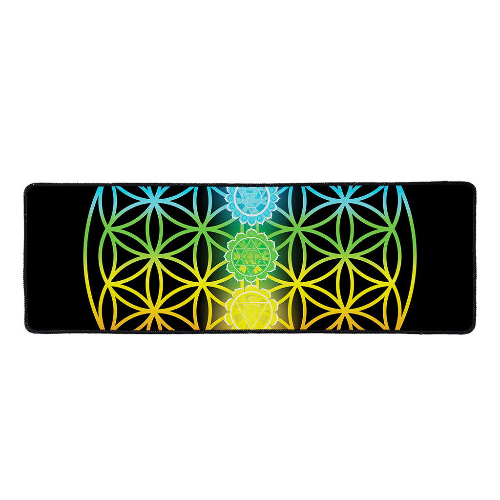 Seven Chakras Flower Of Life Print Long Kitchen Mat