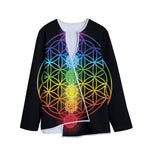 Seven Chakras Flower Of Life Print Long Sleeve Short Coat