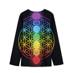 Seven Chakras Flower Of Life Print Long Sleeve Short Coat
