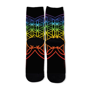 Seven Chakras Flower Of Life Print Long Socks